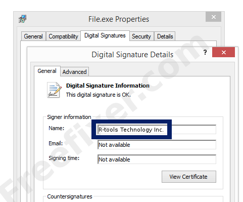 Screenshot of the R-tools Technology Inc. certificate